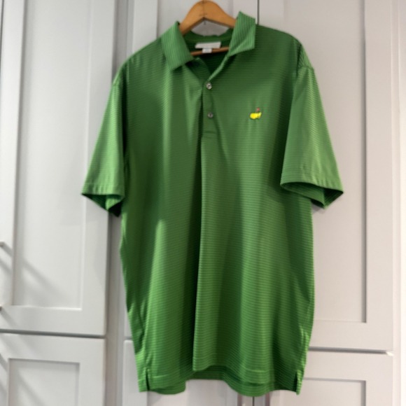Masters Performance Other - Masters Performance Golf Polo Shirt Green Navy Stripe Mens Large Masters Logo